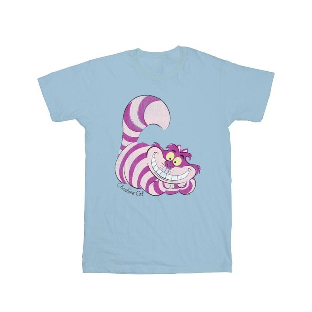 Alice In Wonderland Mens Cheshire Cat Cotton T-Shirt / Baby Blue